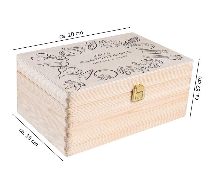 Diese Saatgutbox aus unbehandeltem Holz ist das perfekte Geschenk für alle Gärtner und Gartenfreunde. 