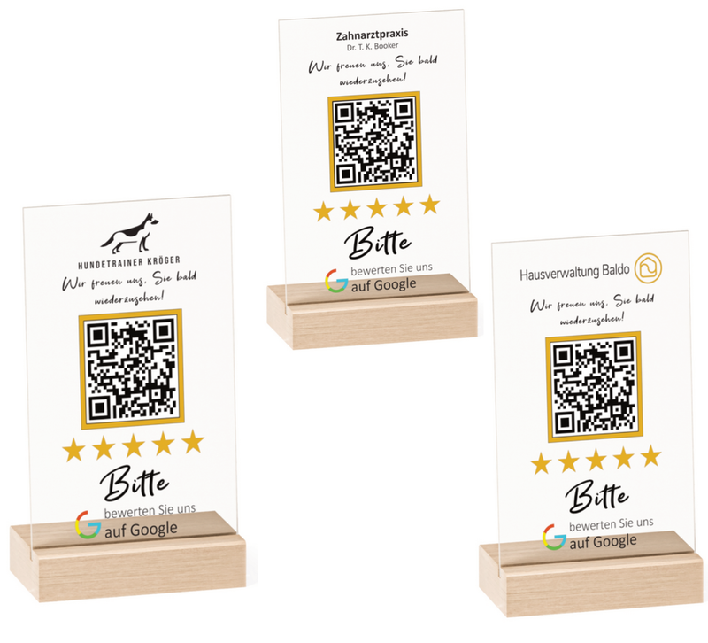 Google Bewertungskarte | Acryl Aufsteller QR-Code