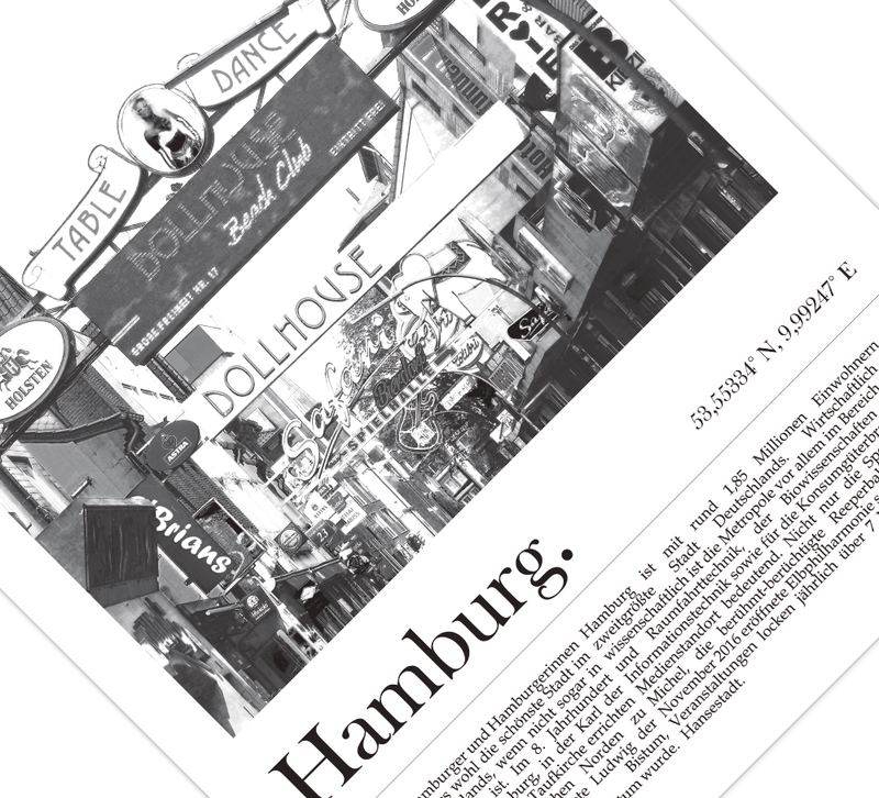 Die Poster zeigen die Hamburger Speicherstadt oder den Hamburger Kiez.