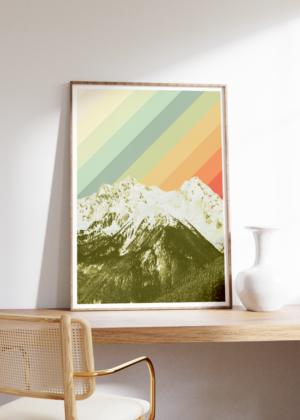 Poster Berge bunt Regenbogen Vintage MrTKBooker –