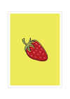 Dieses Poster zeigt eine Erdbeere auf gelbem Hintergrund im minimalistischen Stil. Das Poster für die Küche, im modernen Stil ist die perfekte Küchendeko, ob Landhaus oder moderne Küche.